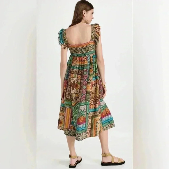 Farm Rio Banana Scarves Multicolor Midi Dress Size XS - Picture 2 of 16